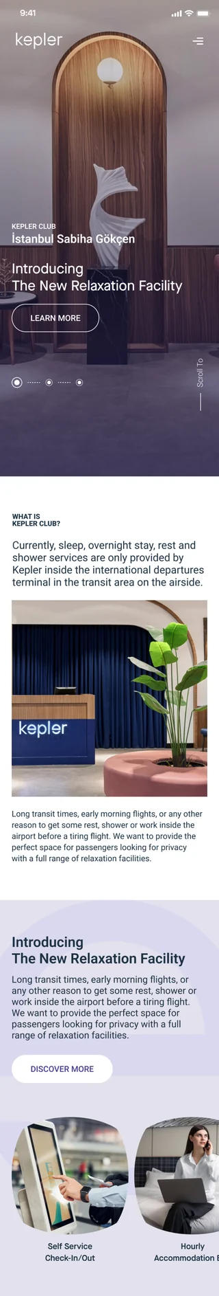 Kepler website, mobile homepage