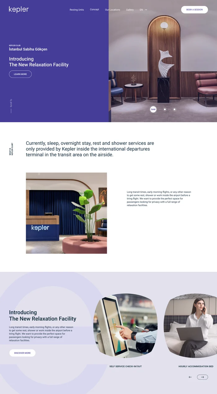 Kepler website, desktop homepage